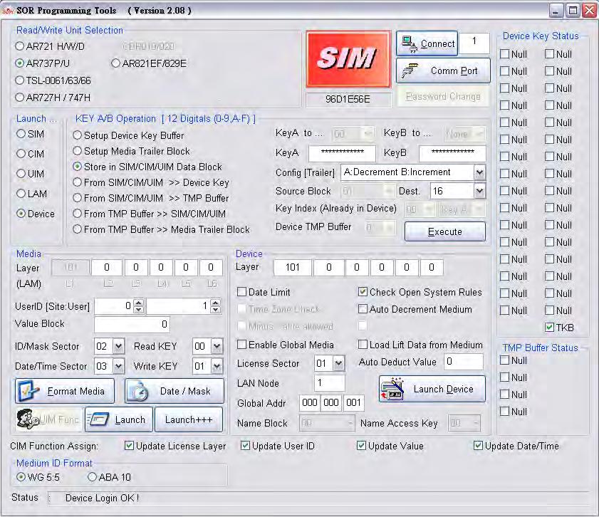 SIM kártya beállítása (Key A / Key B) 1.