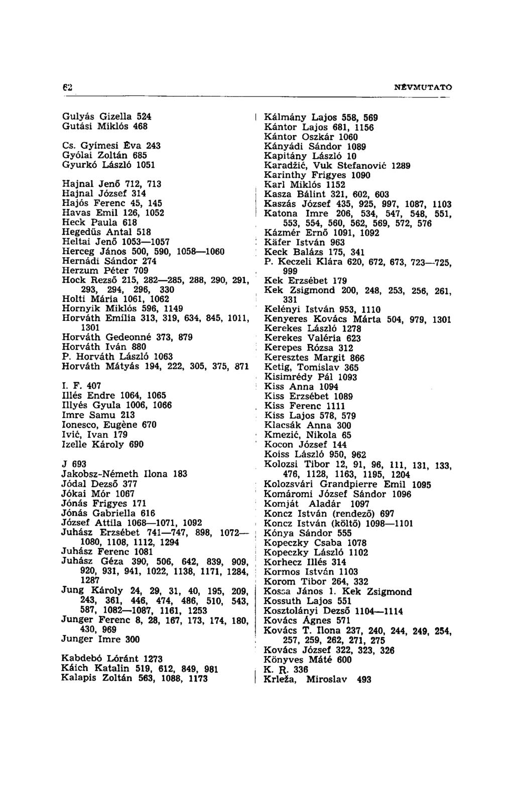 Gulyás Gizella 524 Gutási Miklós 468 Cs.