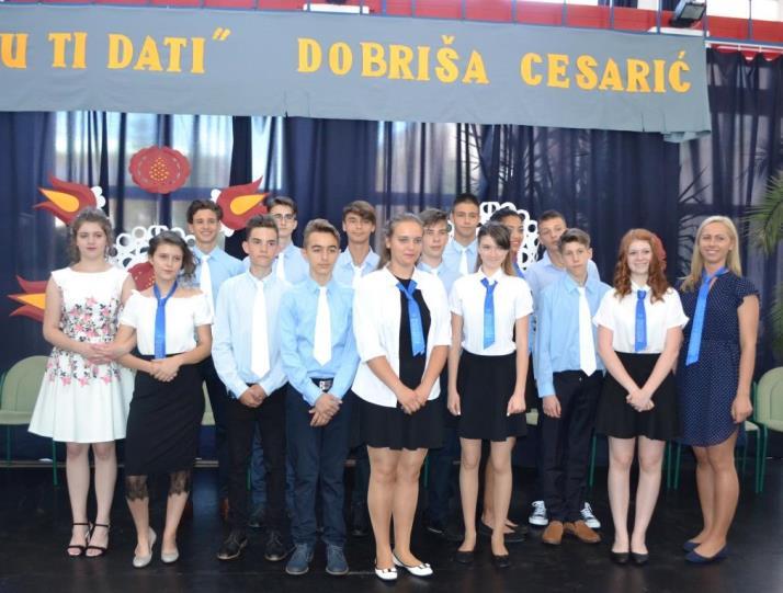 Az iskolai ünnepségen szavalatokkal búcsúztak a hetedikesek, nevükben a búcsúbeszédeket Halilović Damir