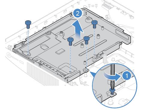 6. Távolítsa el a Wi-Fi-kártyát. Lásd: A Wi-Fi-kártya cseréje oldalszám: 50. 7. Távolítsa el az M.2 szilárdtestalapú meghajtót. Lásd: Az M.2 szilárdtestalapú meghajtó cseréje oldalszám: 43. 8.