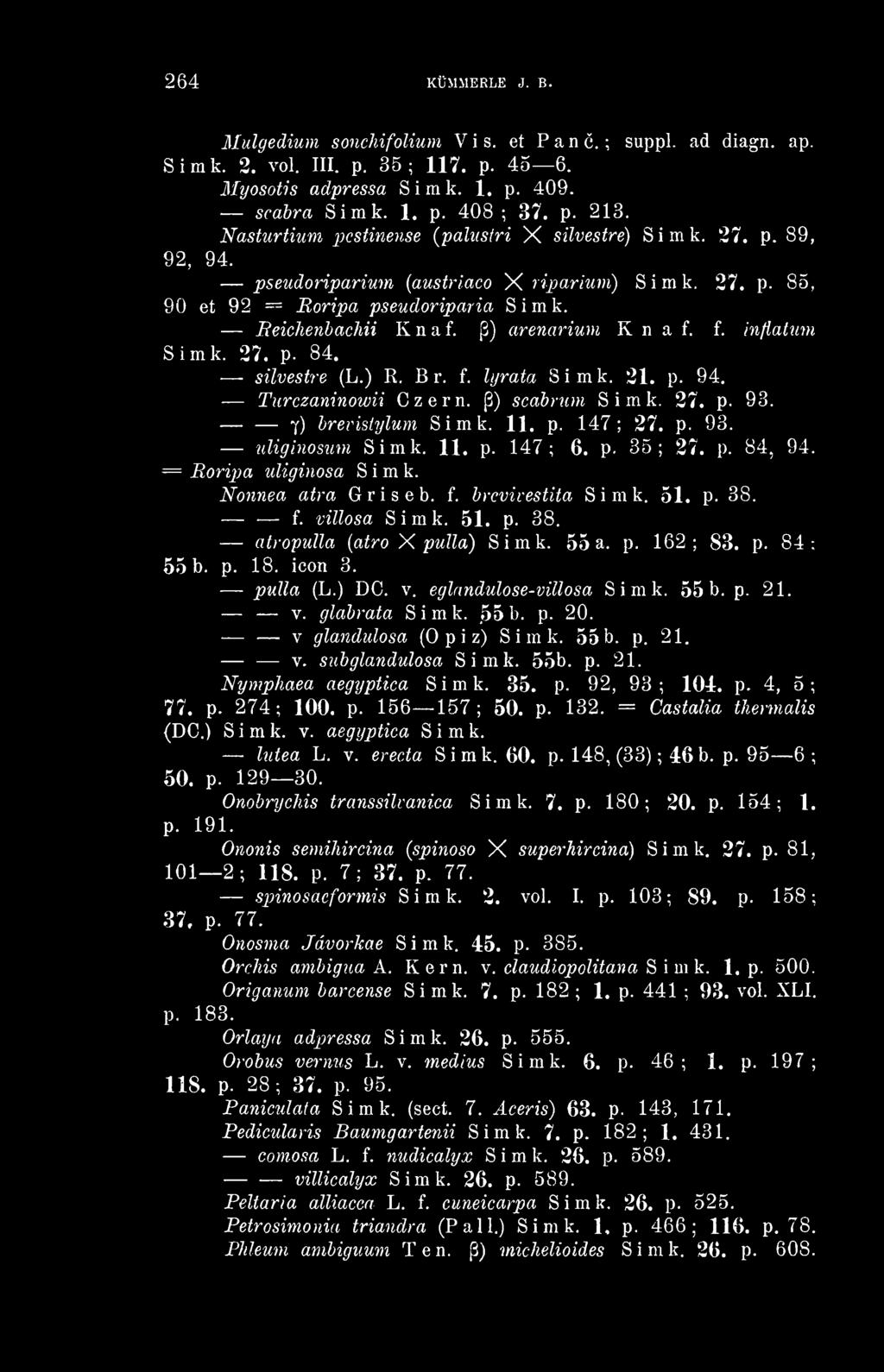 [3) arenarium K n a f. f. infiatnm Simk. 27. p. 84. silvestre (L.) R. B r. f. lijrata Simk. 21. p. 94. Turczaninowii Czern. (3) scabrum Simk. 27, p. 93. Y) hrevistylum Simk. 11. p. 147; 27. p. 93. uliginosum Simk.