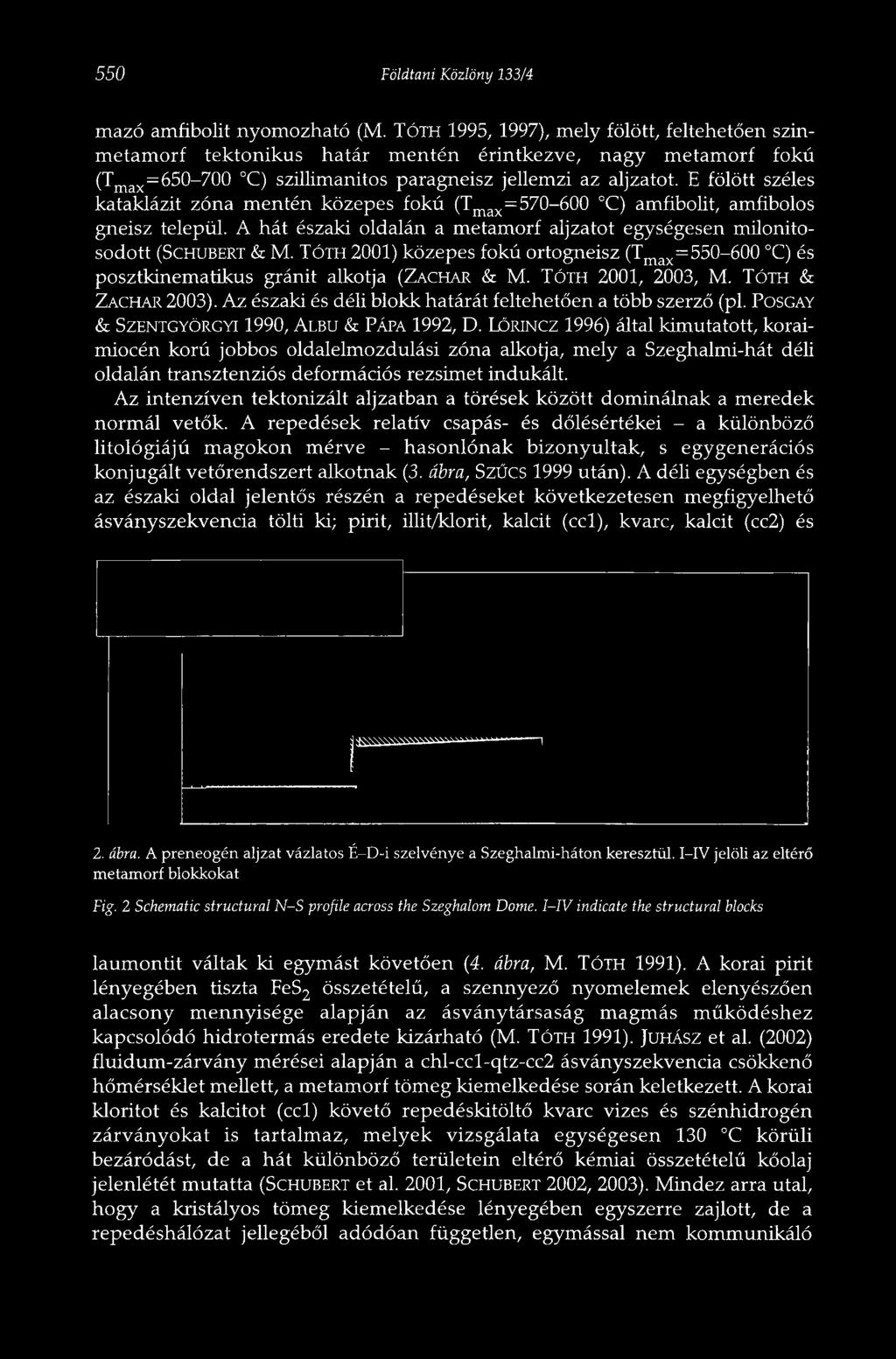 E fölött széles kataklázit zóna mentén közepes fokú (T M A X=570-600 C) amfibolit, amfibolos gneisz települ.