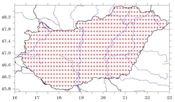 A NATéR klímamodell-adatai Finom-felbontású szimulációk 2 regionális klímamodellel: Modell ALADIN RegCM Határfeltétel ARPEGE ECHAM Felbontás 10 km Forgatókönyv SRES A1B (átlagos) Két jövőbeli