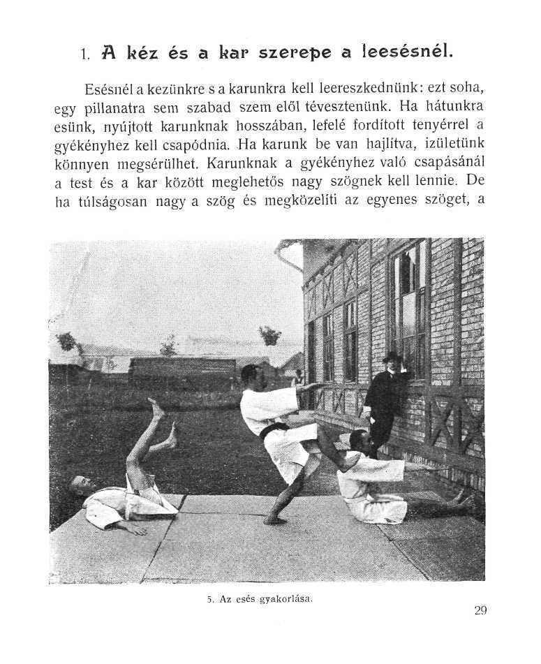 l. A kéz és a kar szerepe a leesésnél. Esésnél a kezünkre s a karunkra kell leereszkednünk: ezt soha, egy pillanatra sem szabad szem elől tévesztenünk.