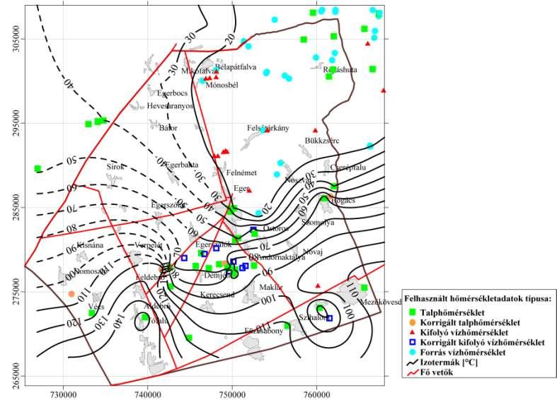 Geotermikus viszonyok Hőmérséklet és hőáram Hőáram Detk-1 úrás: 118 mw/m 2 ± 10% Dövényi 1994.