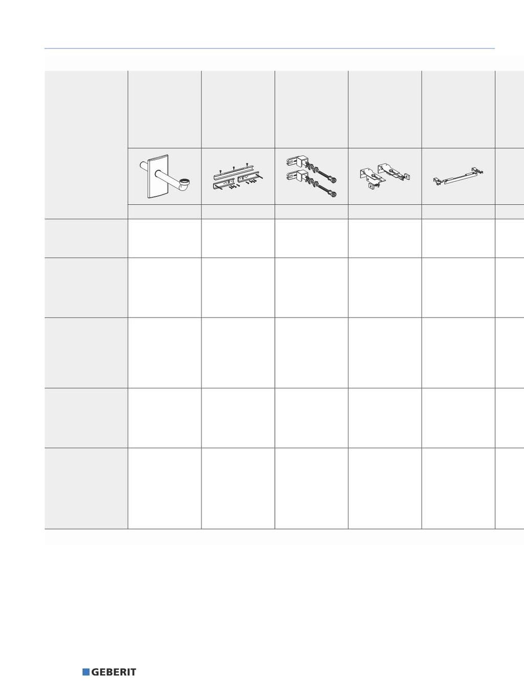 Mosdó szerelőelemek Geberit Magyarország, Szint: június 217 Beépítő készlet mosdóasztalhoz falsík alatti szifonnal Rögzítés 38 58 cm rögzítési távolságú mosdókhoz Falsík előtti szerelőkészlet, egy