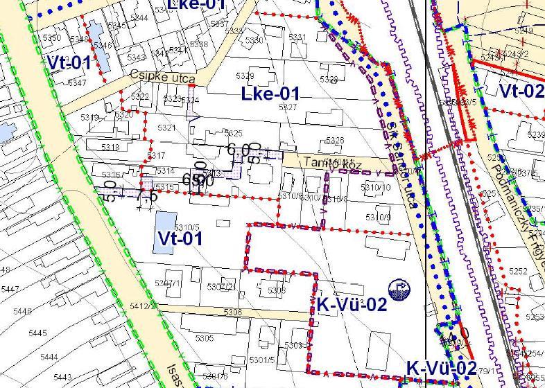 Módosított Szabályozási terv tervezeti előírások A (módosított GÉSZ tervezet szerint) terület kertvárosias lakóterület (Lke-01) besorolású. Kivonat a GÉSZ módosítás tervezet 2.