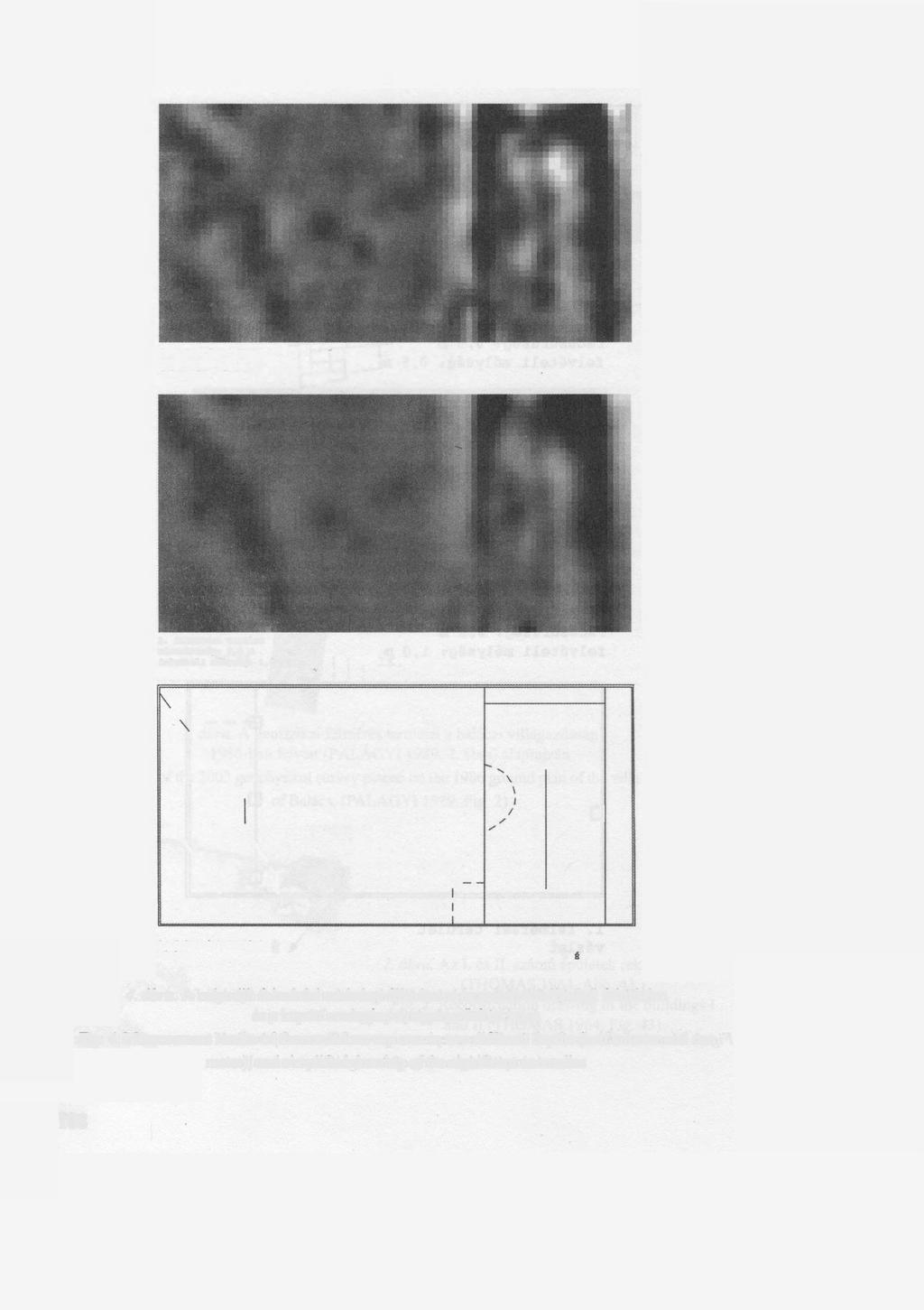 2. felmérési terület rácssűrűségt 0,5 m felvételi mélység; 0,5 m 2. felmérési terület rácssűrűség! 0,S m felvételi mélység s 1,0 m / / / C I 2. felmérési terület vázlat 4. ábra.