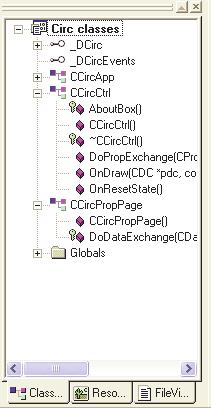 Az ActiveX projekt osztályai Osztály CCircApp CCircCtrl CCircPropPage Feladat A main DLL forrás implementálása. Általában nem kell módosítani.