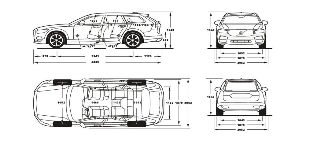 VOLVO V90 MŰSZAKI ADATOK T4 AUT T5 AUT T6 AWD AUT T8 TWIN ENGINE D3 MAN /AUT D3 AWD AUT D4 MAN/AUT D4 AWD AUT D5 AWD AUT MOTOROK Motortípu 4-hengere, 16 zelepe, 4-hengere, 16 zelepe, közv. befeck.