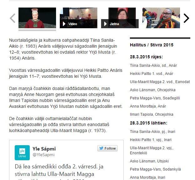 Többnyelvű kiírások http://sametinget.no/nor/bibliotek#oria http://www.samediggi.fi/index.php?option=com_cont ent&task=blogcategory&id=151&itemid=227&lang= finnish http://www.sametinget.se/english http://www.