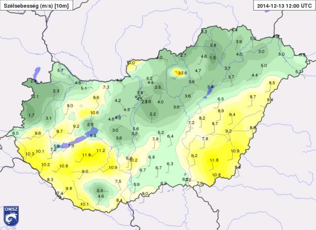 Ugyanakkor az is látható, hogy a prognózisok kissé túlbecsülték a szél erősségét, valamint a szeles területek nagyságát.