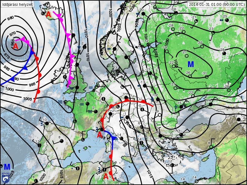 medencét. A déli országrészben jelentős, 10-17 cm-es hóréteg is kialakult.