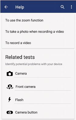 A kamera diagnosztikai tesztjének futtatása 1. Ellenőrizze, hogy van-e internetkapcsolata. A kamera használatakor koppintson a ikonra. 2. Koppintson a Egyebek elemre. 3.