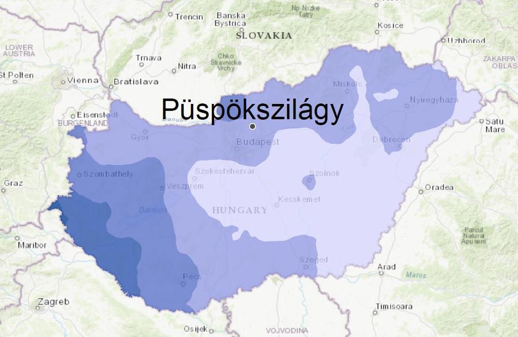 1. Csapadékintenzitás változás a klímaváltozás hatására Püspökszilágy zsákfalu a Gödöllői dombság és a Cserhát