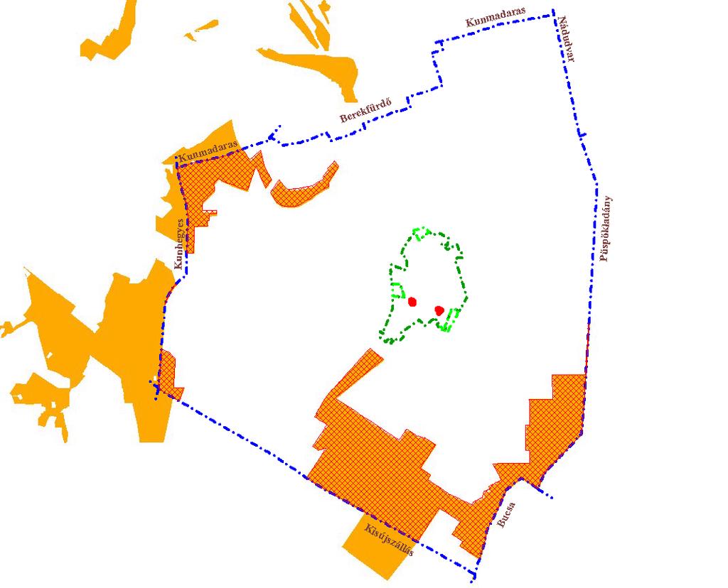 b.1 magterület az övezet kiterjedése (ha): 6586,4339 az érintett területek kiterjedése (ha): 6552,1203 eltérés: -0,52 % b.