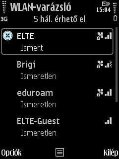 Informatikai Igazgatóság Operátori Szolgálat ELTE WIFI Beállítás NOKIA telefonokra Az alábbi leírás a NOKIA E52-es készülék alapján készült, de a hasonló készülékeknél (pl.