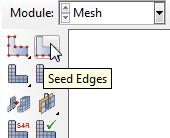 Elemméret megadása: Ehhez az alábbi lépéseket végezzük el: Kattintsunk a Mesh modul Seed Edges ikonjára.