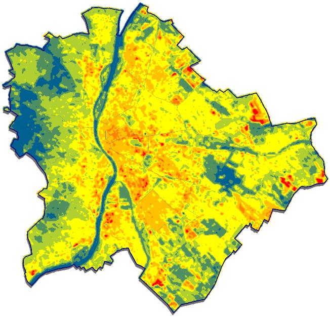 ábra: A legalább 3 napig legalább 27 C napi középhőmérsékletű hőhullámos napok évi száma Budapest belterületén 1901-2016 között, homogenizált adatok alapján (Forrás: OMSZ) A főváros klímájában a