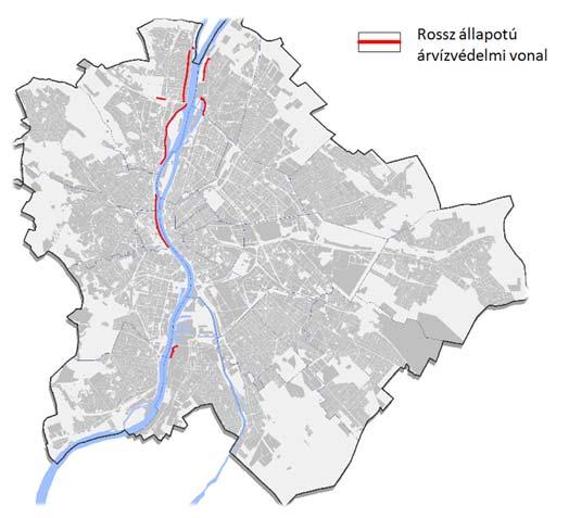 12. ábra: Budapest elöntési térképe (Adatforrás: FCSM) részben elválasztott rendszerű.