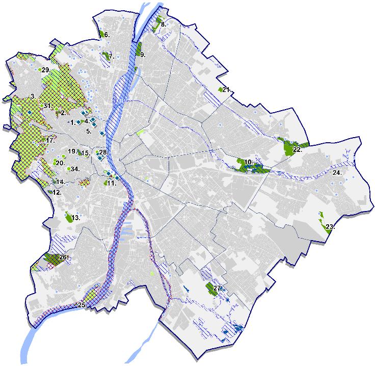 Sorszám Terület neve A területen található jellemző özönnövények és egyéb tájidegen növényfajok Az egyes fajok jelenlétének nagysága 32. Eötvös úti kocsánytalan tölgy - - 33.