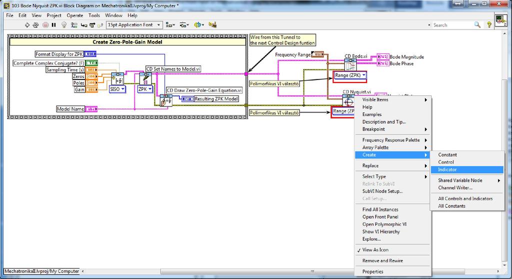 6. Szimulációs eredmények megjelenítése a. Hozzon létre indikátort a CD Bode.