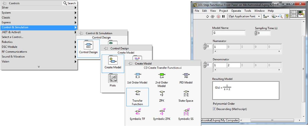 Implementáció Mechatronika Optika és Gépészeti Informatika Tanszék 1. Hozzon létre egy új VI-t! a. Indítsa el a LabVIEW fejlesztői környezetet! b.