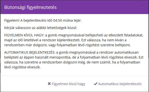 5. Kijelentkezés Az LNY-ből kijelentkezni a Kijelentkezés gomb megnyomásával lehet, ezt követően a bejelentkezési felületre tér vissza a felhasználó.