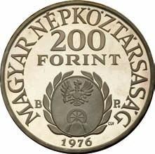 II. Rákóczi Ferenc születésének 300. évfordulója 300. Jahreswende der Geburt von Ferenc Rákóczi II. 300th Anniversary of Birth of Ferenc Rákóczi II. 200 Forint Ag 640-28 g - 37 mm - 3 mm 1976.03.25.