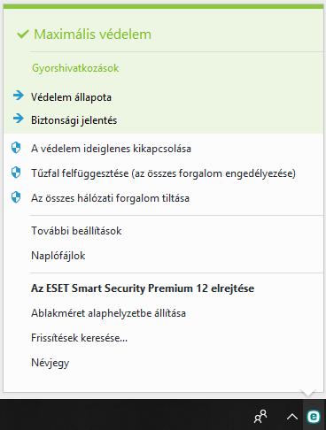 4.7.4 Programmenü A legfontosabb beállítási lehetőségek és funkciók a rendszertálca ikonjára a jobb gombbal kattintva érhetők el.