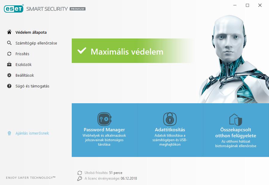 3. Útmutató kezdő felhasználók számára Ez a témakör az ESET Smart Security Premium és alapbeállításainak az áttekintését tartalmazza. 3.