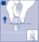 D Fordítsa meg a védőkupakot, és az injekciós üveg-adaptert pattintsa rá az injekciós üvegre.