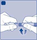 Ha fecskendő kupakja laza vagy hiányzik, ne használja fel az előretöltött fecskendőt! Szorosan csavarja rá az előretöltött fecskendőt az injekciós üveg-adapterre, amíg ellenállást nem érez. H 4.