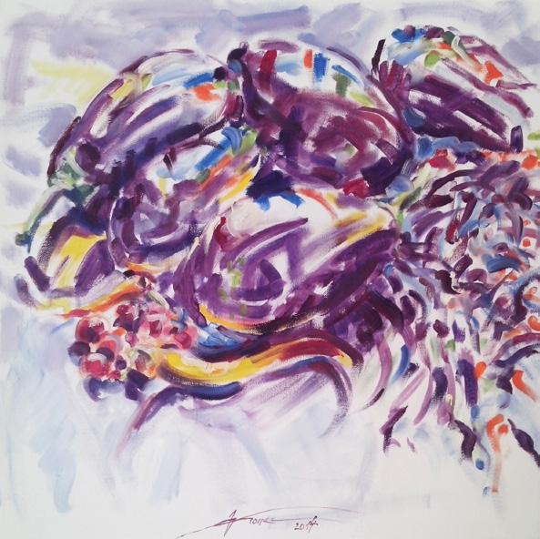 ALOJZ KONEC painter Aubergines, peppers and