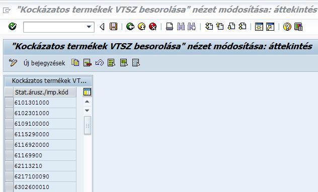 vámtarifaszámok, amik adóügyi szempontból kockázatosnak tekinthetőek.