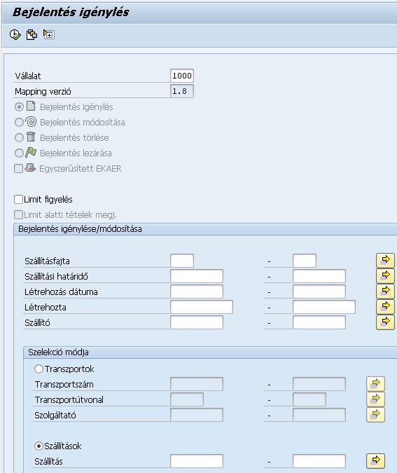 6.3.6 YH_EKAER_CREA_IN Az EU tagállamból érkező import beszerzésekhez tartozó beszállítási bizonylatokhoz igényelhetünk EKAER számot, (Értékesítési bizonylat típusa