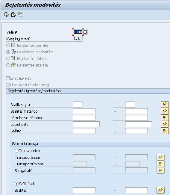 6.3.7 YH_EKAER_MOD_IN A bejövő szállításokra vonatkozóan módosíthatjuk az EKAER számot. (Értékesítési bizonylat típusa 7-re állítva).