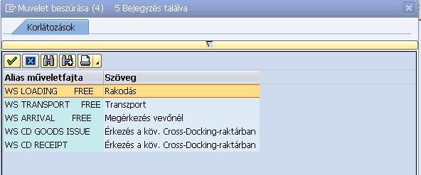 Felrakodás időpontjának módosítása esetén a WS LOADING FREE Rakodás sort dupla kattintással