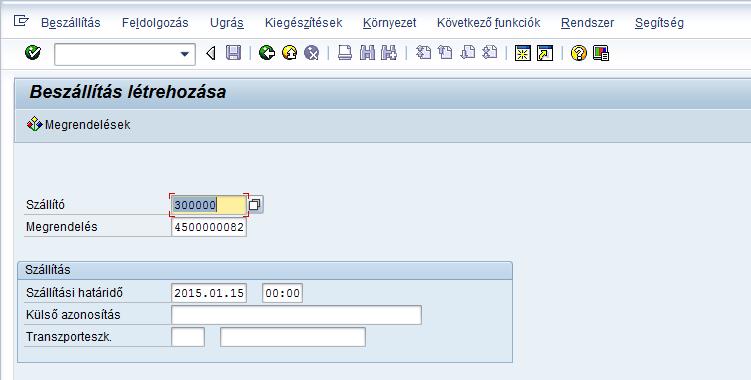 7.3.2 Bejövő szállítási bizonylat létrehozása A bejövő szállítási bizonylat létrehozható beszerzési