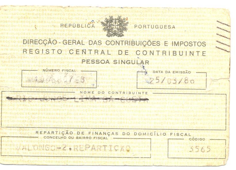 vydáva portugalská daňová správa, a na občianskych preukazoch,