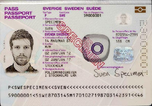Cestovný pas (Europeiska Unionen Sverige Pass) 3.1.