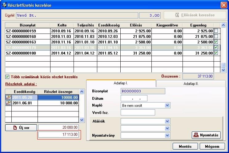 Univerzális modult érintő változások, módosítások Az Alapadatok/Gyakori tételek menüpontban a költségbontás keresésnél egyszerre látható a kód és a megnevezés is, illetve ha elkezdjük a kódot