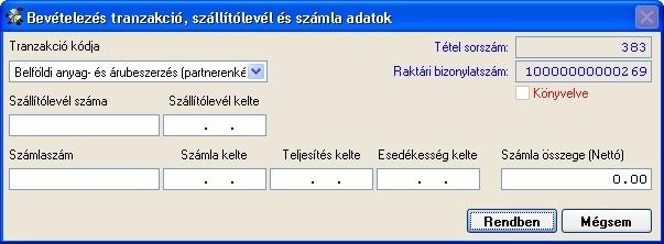 szám). 4. Ha megérkezik a számla a bevételezéshez, akkor a Növekedés/Bevételezés/Bevételezés módosítása menüpontban ki kell javítani a bizonylatot a helyes beszerzési egységárra.