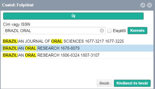 Folyóirat indítása gombra