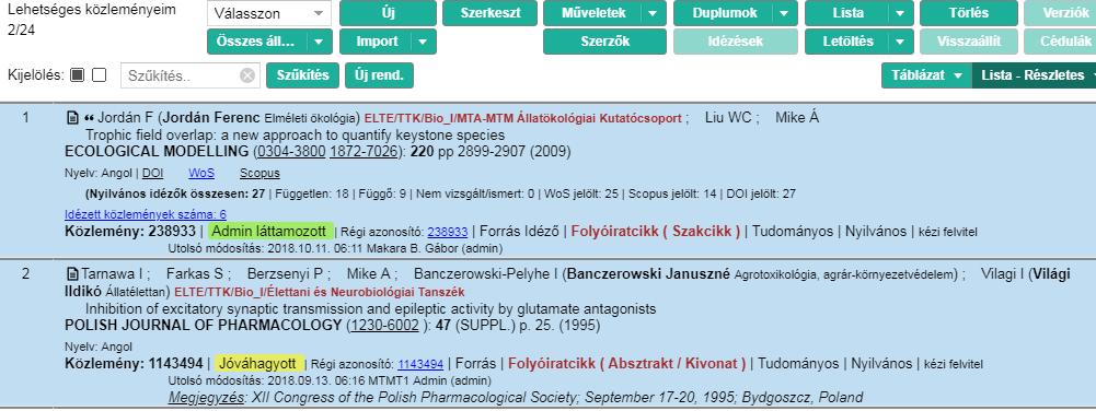 Következő lépés, felső menüsor gombjára kattintás Az alsó, Szerzők hozzáadás menüpont csak abban az esetben aktív illetve használható, ha a kijelölt rekord vagy