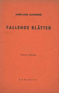 ) Lőcse, 1918. Singer ny. 39p. 445. Mohr, Viktor: Waldträume. Gedichte in Gründler Mundart Bp., 1933. Zipser Bund (Kellner Ernő ny.) 205+(1)p. Kiadói vászonkötésben. 446. Possewitz Tivadar, dr.