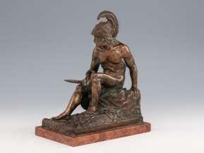 113. Ismeretlen XIX századi szobrász - Ajax Öntött, patinázott
