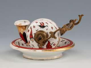 Asztali tintatartó Színesen festett és aranyozott, csiga formájú porcelán
