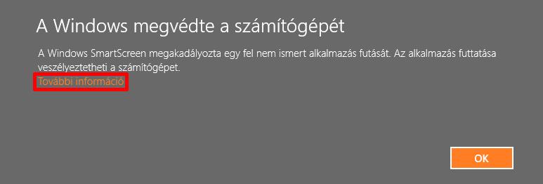 b) Telepítés Windows 8 alatt Windows 8 operációs rendszer alatt a telepítés megkezdését megelőzően jóvá kell hagynunk azt, hogy valóban mi indítottuk el a Classic Client alkalmazás telepítését.