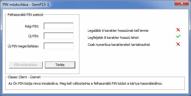 II. Token/kártya használatbavétele: kezdeti PIN kód megváltoztatása 1. Telepítés és újraindítás után csatlakoztassuk a tokent/kártyát a számítógéphez.